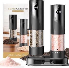 Electric Salt and Pepper Grinder Set - Rechargeable Automatic Salt and Pepper Shakers, Kitchen Appliances with External Adjustable Coarseness Electric Salt and Pepper Grinder Set - Rechargeable Automatic Salt and Pepper Shakers, Kitchen Appliances with External Adjustable Coarseness